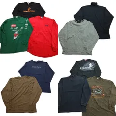 古着卸 まとめ売りUSA製 長袖Tシャツ 10枚セット (メンズ Ｍ /Ｌ ) モックネック アームロゴ タートルネック リブ 中古 古着 NC0452