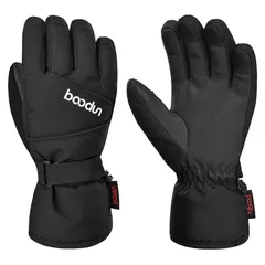 TRIWONDER 子供 スキーグローブ スキー手袋 防寒手袋 防風 保温 スノボー グローブ 手袋 アウトドア スノーボード 自転車 サイクリング 雪遊び 通学 春 秋 冬用 キッズ 男の子 女の子 Winter Ski Gloves (ブラック, S/