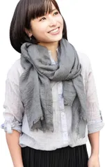 Rastole スカーフ ストール スタイリスト監修 秋 冬 夏 レディース 大判 UVカット99％ 薄手 ガーゼ(グレー)
