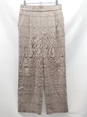 ◇ GLOBAL WORK チェック柄 ストレッチ オフィス ワイド タックパンツ サイズL ブラウン レディース E  【1303090011550】