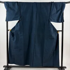 男着物 身丈157.5cm 裄丈75cm L 袷 アンサンブル 紬 青緑 正絹 美品 秀品 【中古】