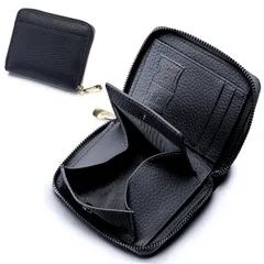 二つ折り財布 本革 財布 レディース 2つ折り 小さい パスポートケース 財布 コンパクト ミニウォレット 超軽量 可愛い 小銭入れ付き (ブラック)