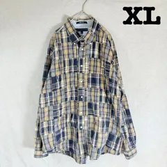 【古着】トミーヒルフィガー　tommy hilfiger ボタンダウン　長袖　シャツ　パッチワーク　90s' ヴィンテージ