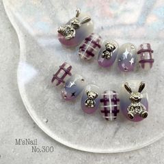 ネイルチップ チップ 韓国 紫 グラデーション ちゅるん 可愛い