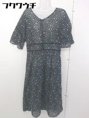 ◇ Simplicite シンプリシテェ 花柄 半袖 膝下丈 ワンピース ブラック ホワイト系 レディース  【中古】 【1112240005215】