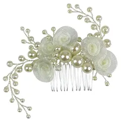 【新品】 髪飾り パール 花 和装-洋装 コーム-ウェディング-結婚式-ヘアアクセサリー -【＆JuJu】 (サークル) 1