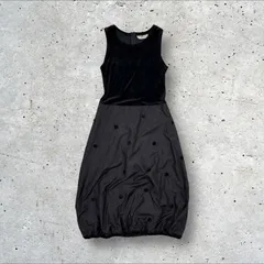 ヴィンテージ HIROKO KOSHINO pret a porter ベロア切替 シルク素材 バルーンシルエット ノースリーブ ロング ワンピース ドレス 9