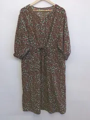 ◇ GLOBAL WORK グローバルワーク 花柄 長袖 膝下丈 ワンピース サイズF ブラウン系 マルチ レディース P  【中古】 【1211170000779】