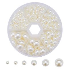 新品 PH PandaHall 半円パール パールスカボション パールビーズ 人工 真珠 パールストー 衣装 装飾 デコパーツ 手作りアクセサリーパーツ DIY ハンドメイド素材 手作り用品 収納ケース付き 約650個 淡黄 4/5/6/8/10/12mm