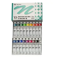 【中古】【非常に良い】ニッカー 水彩絵具 デザイナースカラー 18色セット 20ml(6号) 2mvetro