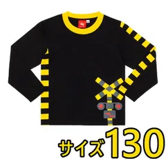 新品 踏切Ｔシャツ 長袖 ロング 黒 130cm　(ふみきり ブラック ロンT トレインＴシャツ キッズ 子供 子ども プレゼント ギフト) [ネコポス]