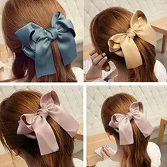 ヘアゴム 全7色 リボン ヘアアクセサリー サテン ハンドメイド