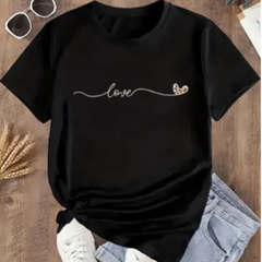 Tシャツ　レオパードラブプリント　トップス　カジュアル