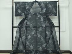 24時間以内発送】夏結城紬 単衣 夏物 ねじり梅柄 飛び柄 正絹 夏紬 