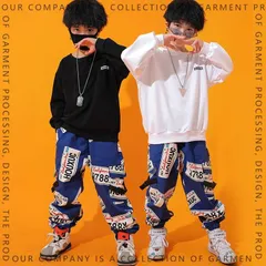 キッズダンス衣装上下セット ヒップホップ セットアップ HIPHOP 長袖 シャン 花柄 パンツ ズボン 男の子 女の子 子供服 ジャズダンス ステージ衣装 練習着 体操服huayue07