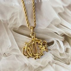 極美品】クリスチャンディオール ネックレス CDロゴ GPメッキ ライン