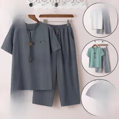 セットアップ メンズ 父の日 夏 ジャージ 上下セット スウェット 綿麻 半袖 Tシャツ 薄手 ショートパンツ スポーツ 大きいサイズ カジュアル おしゃれ 夏新作【0912】