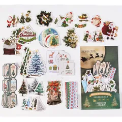 【人気商品】(yikeshengdanshu) ，メモ用紙ノート素材、日記装飾用品 シール帳 韓国 クリスマスツリー海外 レースユートピアステッカーレトロ 素材紙 ペーパー 素材 コラージュ フレークシール シール 100枚 Alideco