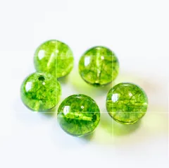 AAA ペリドット 水晶 緑 パワーストーン 天然石 10ミリ５粒 両穴 Ｓ18