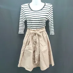 ◇ ◎ JILLSTUART ボーダー柄 ウエストゴム 長袖 ロング ワンピース サイズS ホワイト/ブラック/ベージュ レディース E  【1307260024326】