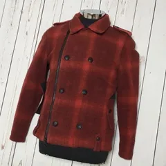 ★レイジブルー★チェック柄ウールブルゾン【メンズM】フルジップ/エポレット/赤×黒/ジャケット/jumper◆L45