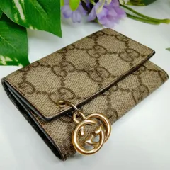 【希少美品】GUCCI グッチ キーケース 6連 GGスプリーム 212111 PVC レザー 革 ゴールド金具 ベージュ ブラウン 小物 （SNA）