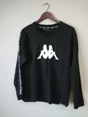M9008 KAPPA カッパ ロングTシャツ ロンT 長袖カットソー 袖プリント デザイン メンズ Ｍサイズ 綿100％ カジュアル 袖テープ 刺繍ロゴ