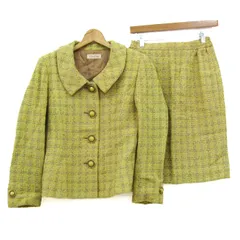 ユキトリイ スーツ セットアップ ウール混 上下セット ジャケット スカート 日本製 レディース 9サイズ イエロー YUKI TORII 【中古】