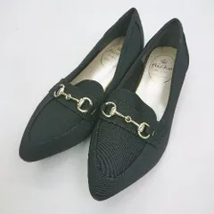 ◇ Θ FLICKA ポインテッドトゥ ビット装飾 ヒールローファー サイズL ブラック ゴールド レディース E  【1502030020946】のサムネイル