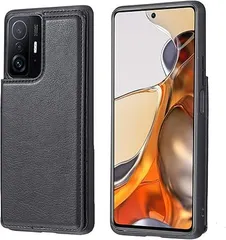 【Viesa】背面カード 手帳型ケース Xiaomi Mi 11T / Mi 11T Pro 対応 XIAOMI スマホ バックカバー ケース 手帳型（ ブラック ） 手作り 財布型 マグネット 薄 軽量 ポケット収納付き 背面カバー 手帳のサムネイル