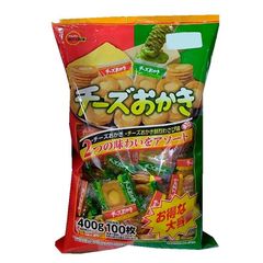 ブルボン チーズおかき 400g×2袋セット(目安枚数100枚×2) 2種アソート チーズ わさび おつまみ 大容量 個装 安曇野産本わさび チーズクリーム 65045 コストコ
