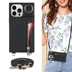 iPhone 14 Pro Max 6.7（2022）スマホ 携帯 用 ケース 背面ポケット付き ミラー付き 携帯ストラップ 肩掛け 斜めがけ iPhone 14 Pro Max スマホケース 肩掛け 首かけ 斜めがけ ショルダー 女性 クロスボデ