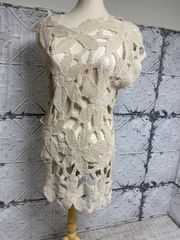 e-99 ZARA ザラ クロシェット アシンメトリー ワンピース レース 花柄 きなり ノースリーブ ドレス レディース ファッション