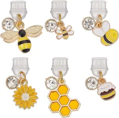 OLYCRAFT 6個 コネクタカバー Type-C キャップ USB チャーム ミツハチ PVCキャップ カラフル かわいい 防塵プラグ 携帯Type C充電穴キャップ ペンダント 保護 防塵カバー スマートフォン用