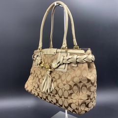 69 COACH コーチ シグネチャー ブラウン ゴールド キャンバス
