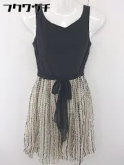 ◇ TALBOTS タルボット ノースリーブ 膝丈 ワンピース サイズ4 ブラック マルチ レディース  【中古】 【1112020005855】