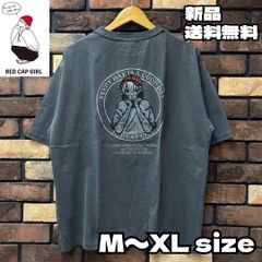 【RED CAP GIRL 天竺ピグメント加工Tシャツ】レッドキャップガール ルーズサイズ ゆったり クルーネック ユニセックス メンズ レディース 男女兼用 ペアルック ストリート カジュアル ワッペン刺繍 RE25SU12 ブラック 新品未使用 送料無料