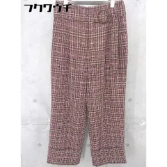 ◇ ◎ green label relaxing UNITED ARROWS ベルト付 チェック ワイド パンツ サイズ42 ブラウン レディース 【中古】 【1105070007054】