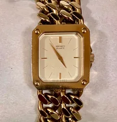 ★希少★SEIKO セイコー★2連喜平 チェーン★1220-5020★ブレスウォッチ★ゴールド★スクエア型★QZ★レディース腕時計★動作未確認★