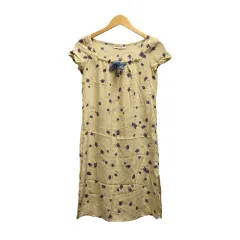 マークジェイコブス MARC JACOBS ルック LOOK ミニワンピース 半袖 スクエアネック 花柄 シルク 4 ベージュ 紫 パープル 赤 レッド ライトブルー レディースのサムネイル
