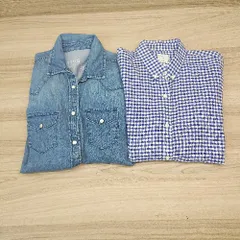 ◇ 《 GAP ギャップ まとめ2点セット サイズXS チェック デニム 薄手 長袖シャツ メンズ 》 E  【1305180020022】