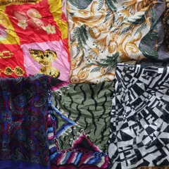 古着卸 まとめ売り 大判スカーフ 柄MIX  小物 20枚セット (ユニセックス ) ペイズリー チェック柄 総柄 英字文字 中古 古着 NA9982