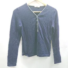 ◇ ⊇Φ NEWYORKER ニューヨーカー ウール100% ハイゲージ 長袖 ニットブラウス サイズM ネイビー系 レディース E  【1503310008746】