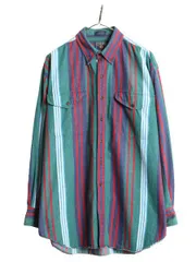 【お得なクーポン配布中!】 80s チャップス ラルフローレン ストライプ 長袖 ボタンダウン シャツ メンズ L / 80年代 ヴィンテージ CHAPS 長袖シャツ BD マルチカラー
