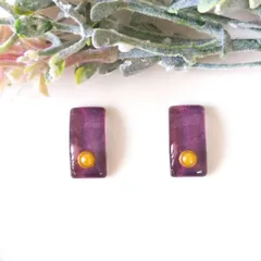 no.222　レジン　スクエア型　紫　マグネットジェル　ピアス　イヤリング　ハンドメイド