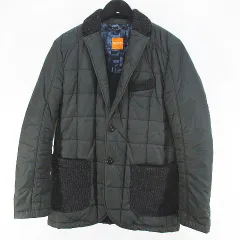 ヒューゴボス　メンズ　ブルゾン　ジャケット　ナイロン　切り替え　フード　紺色　L HUGO BOSS ヒューゴボス メンズ中綿レザーブルゾン 50518724