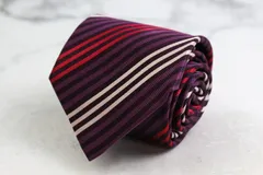 タケオキクチ ブランド ネクタイ ストライプ柄 シルク PO メンズ パープル TAKEO KIKUCHI 【中古】