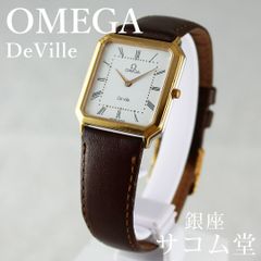 ≪フォロワー限定クーポン配布中★≫【 中古 / 期間限定販売 】 OMEGA DeVille オメガ デビル クオーツ コンビ メンズ 腕時計 ホワイト文字盤 ローマインデックス 革ベルト 上品 シンプル SA081