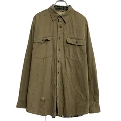 L.L.Bean 長袖 無地シャツ M ベージュ エルエルビーン ボタン 胸ポケット 裏チェック カジュアルシャツ 古着卸 アメリカ仕入 a703-6248