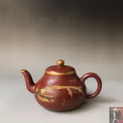中国　顧景舟銘　紫砂　黄泥　花漢詩文　急須　茶壷　合わせ箱　M　R7627 中国 顧景舟銘 紫砂 黄泥 花漢詩文 急須 茶壷 合わせ箱 M R7627